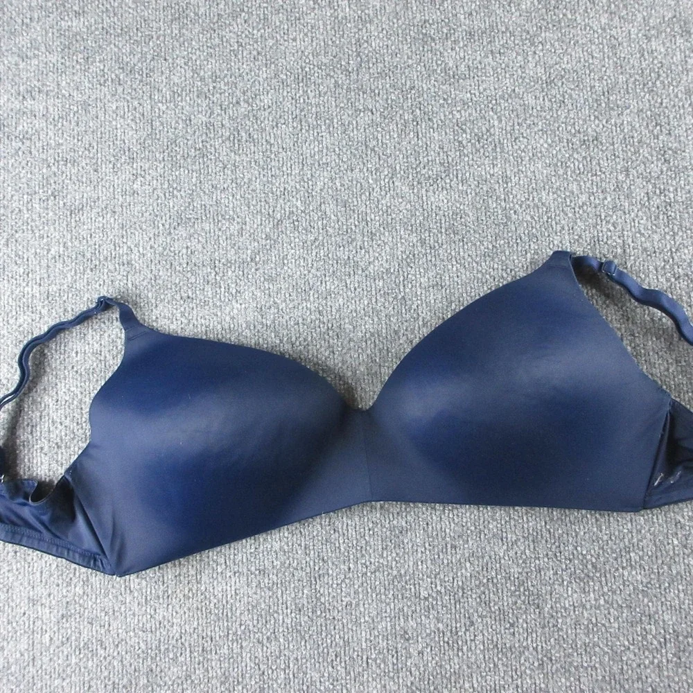 PINK Wear Everywhere Bra Womens 38DD Blue Wireless Lightly Lined Seamless Tee